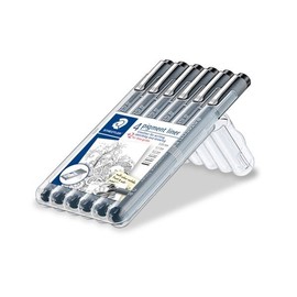 Staedtler Pigment Liner 308 Black Pen 6-Piece Set / 스테들러 피그먼트 라이너 308 검정펜 6종세트
