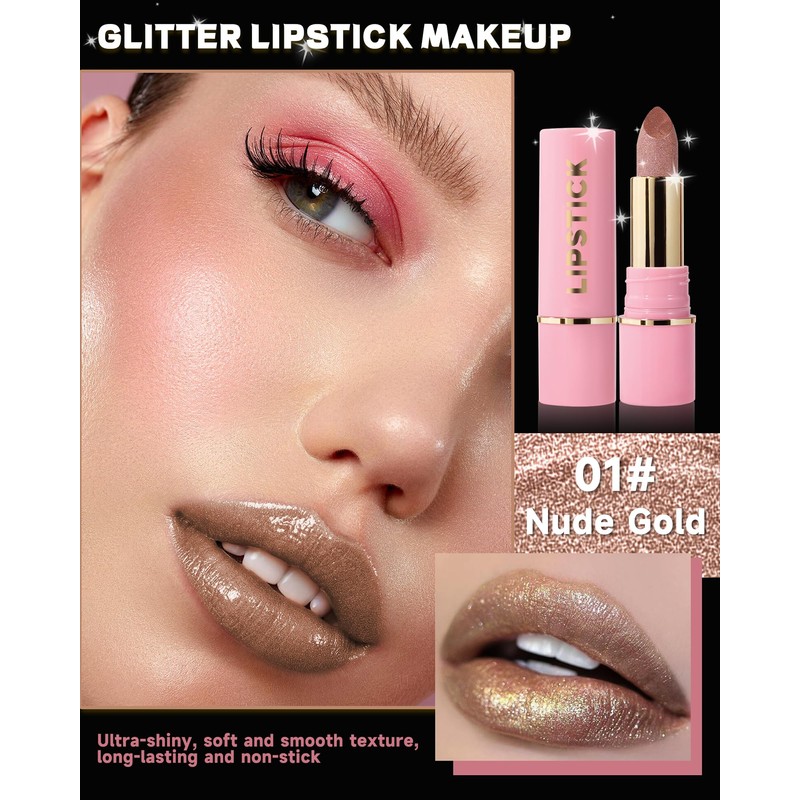 Sequin Lipstick Metallic Lipstick Shiny Long Lasting Shiny Diamond Lip