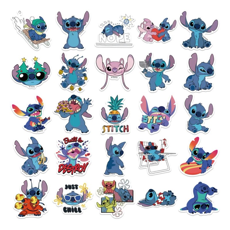 Stitch 100 Calcomanias Stickers Pvc Contra Agua