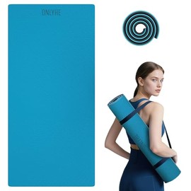 Extra Long & Wide Thick Yoga Mat for Tall Men & Women,76''x32.6''x7mm - High Density TPE Non-Slip Both Sides, Lightweight 1.1kg with Superior Cushioning for gymnastics, Pilates, Home, Workout (Blue-black)