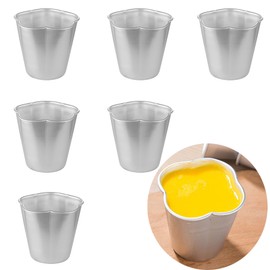QJFCare 6 Pcs Popover Pan, Aluminium Pudding Tin Cup Baking Maker, Individual Muffin Chocolate Molten Brownie Tumbler Raspberry Souffle Cupcake Pudding Mould - Five-Petaled Flower Shape 3"x 2.8"