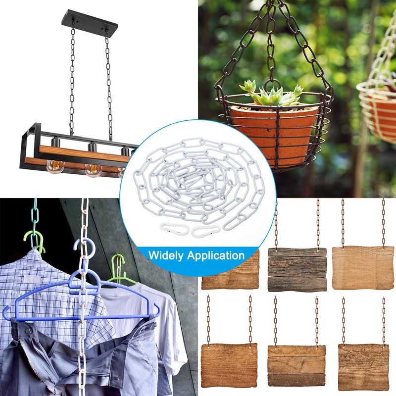 PATIKIL 6ft White Surface Lighting Hanging Chain Metal Loop Chain