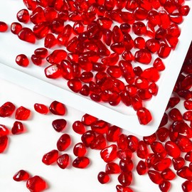 0.89LB Red Aquarium Glass Stones Sea Glass Pebbles for Fish Tanks Decorations Aquarium Gravel Fish Tank Rocks, Glass Gems Stones Beads Pebbles Rock Sand for Vase Filler Fish Turtle Tank Decorations
