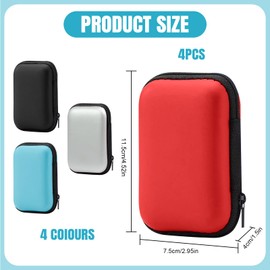 Pack of 4 Playing Cards Box, Waterproof Playing Card Case, Robust Card Box for Cabo Card Game, UNO Bag for Storing Cards, Headphones and Data Cables (Black, Silver, Blue, Red)