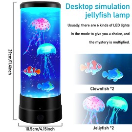BORDEAG Jellyfish Lamp, Lava Lamp, Jellyfish Lamp, Round Jellyfish Lamp, Jellyfish Aquarium Lamp with 17 Colour Changing Modes Remote Control, Fantasy Jellyfish Lava Lamp for Mood Light, Night Light,