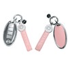 RUABIBAN for Nissan Key Fob Cover with Keychain, Pink Leather