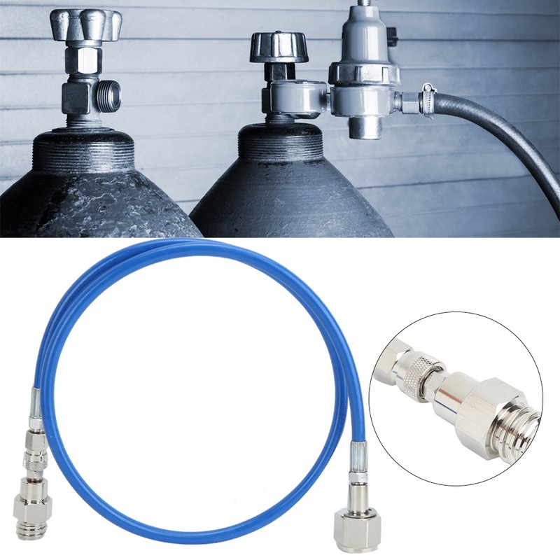 1m/3.3ft Blue G1/2-14 CO2 Hose Soda Water Adapter Hose Kit