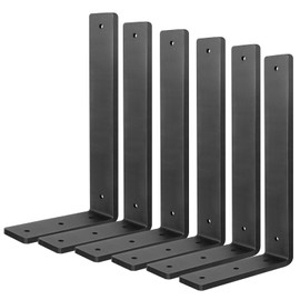 Floating Shelf Bracket 12 Inch, 6 Pack Heavy Duty Shelf Brackets, Black Wall Shelf Bracket for DIY Decorative with Mounting Hardware