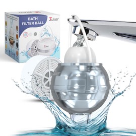 JUKER Bath Water Filter for Tub Faucet – Pure Bath Filter for Cleaner, Softer Water | Bathtub Filter for Tub Faucet | Removes Unwanted Contaminants | 2,500 Gallons of Filtration (Silver)
