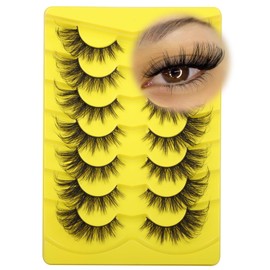 Cat Eye Lashes Wispy False Eyelashes Long Strip 20MM Long Faux Mink Lashes Natural Look Fox Eye Lashes 7 Pairs Curly Volume Fake Eyelashes by Lvmixwig