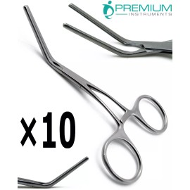 PREMIUM INSTRUMENTS Set of 10 DeBAKEY Pediatric 5" Multi-Purpose Clamp Angled Forceps Instruments