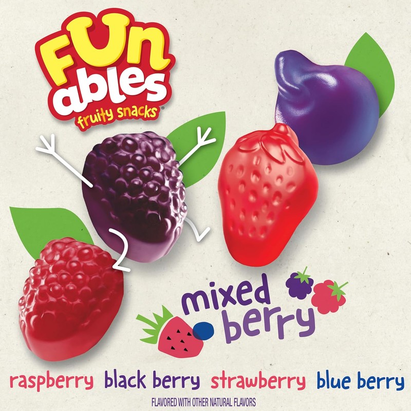 Funables Fruity Snacks, Mixed Berry Flavored Snacks, 0.8 oz 22
