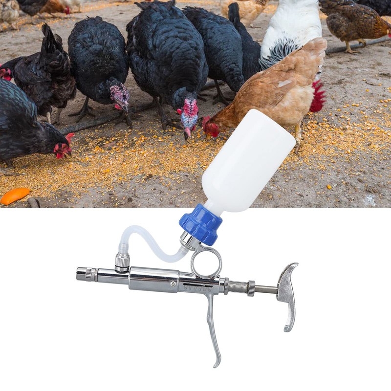 Adjustable Continuous Injection Syringe - Stainless Steel/Plastic Animal Syringe -