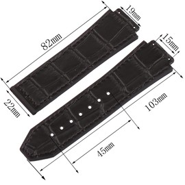 JETHENG Men's leather watch strap compatible with Hublot BIG BANG Women's Outdoor Sports waterproof bracelet 19mm*25mm watch accessories (black/black line)