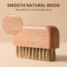 Wooden Nail Brush,Nail Cleaning Brushes, Natural Beech Wood Bristle Nail Brush Non-Slip Fingernail Hand Scrub Brush Nails and Toes Cleaning Tools