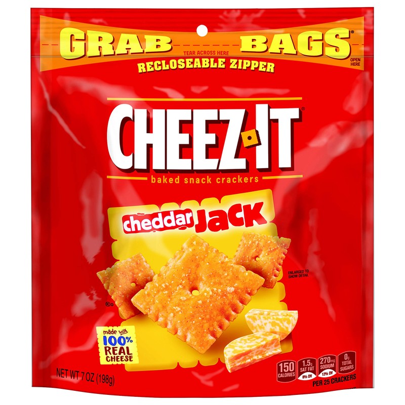 Cheez-It, Baked Snack Cheese Crackers, Cheddar Jack, 7oz (Pack of