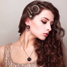 Hair Pin Rhinestone Moon Hair Accessories Women Girls Star Hair Clips Vintage Set Simple Elegant for Thick Thin Hair 9 Pieces