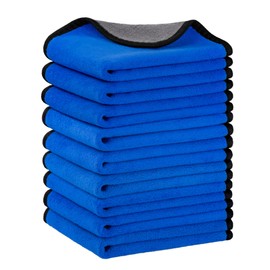 bemece Microfiber Towels for Cars, Microfiber Cleaning Cloth with Locking Edges, Reusable and Washable for Car Wash, Home Cleaning & Pet Drying Blue 16" x 12" 9pcs