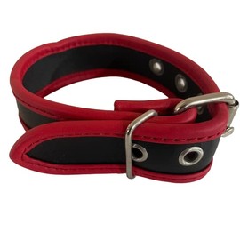 N? Genuine Real Leather black Red Buckle Bicep Arm Band