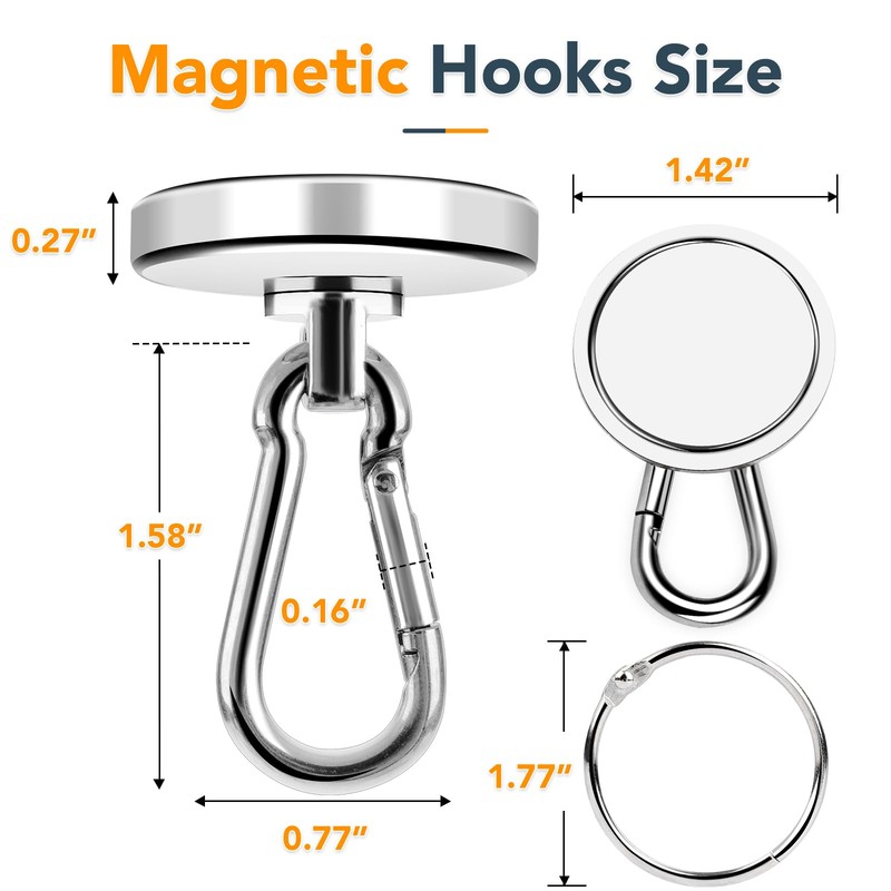 MIKEDE 150LB Magnetic Hooks, Neodymium Magnets Heavy Duty with Swivel