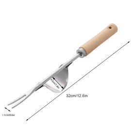 Voarge Weeder Stainless Steel, Hand Weeder for the Garden, Root Weeder with Wooden Handle, Manual Weeder for Digging, Weeding, Loosening
