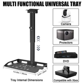 2-Be-Best Universal Projector Ceiling Mount with Tray, 14.8-24.8IN / 37.5-63CM Height Adjustable Projector Shelf Tray Mount