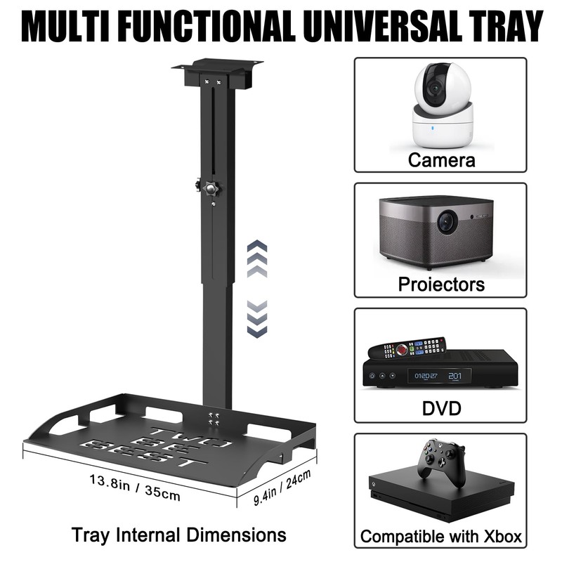 2-Be-Best Universal Projector Ceiling Mount with Tray, 14.8-24.8IN / 37.5-63CM