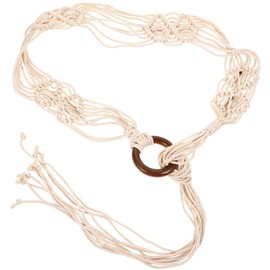 Veemoon Woven Belt for Women Macrame Waist Belt Stylish Accessory for Dresses and Jeans Unique Shell Design for Casual and Formal Wear