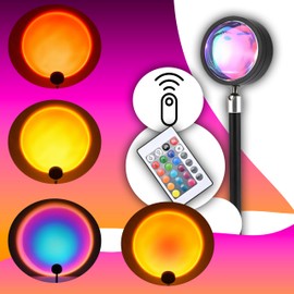 Retoo Sunset Lamp RGB, Sunset Lamp Ideal for Photos, Selfies and Living Room Decoration, USB Connection, Dimmable Romantic Lamp, Lights for Selfie Lighting, Bedroom, Living Room, Party Decoration