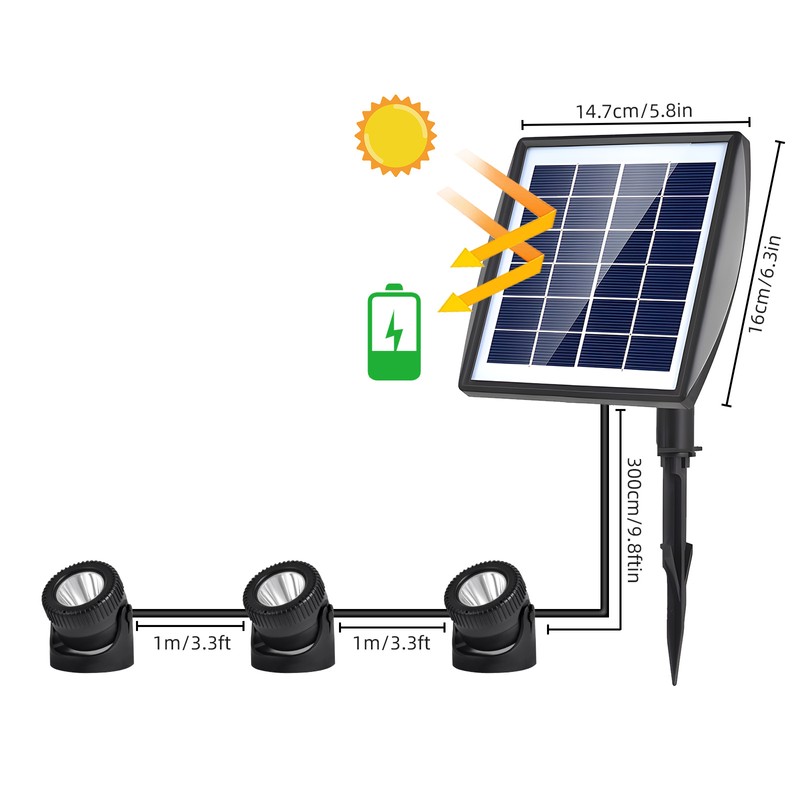 Solar Garden Light Water Resistant 2200mAh Solar Walkway Light for