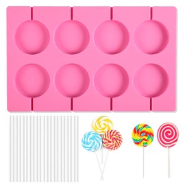 Silicone Lollipop Molds,Sucker Molds,Round Chocolate Lollipops Hard Candy Molds with 20 Lollipop Sucker Sticks for Making Lollipop,Hard Candy,Ice Molds,Chocolate,Etc