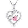 Necklaces for Women Copper Birthstone Heart Pendant Plated White Gold