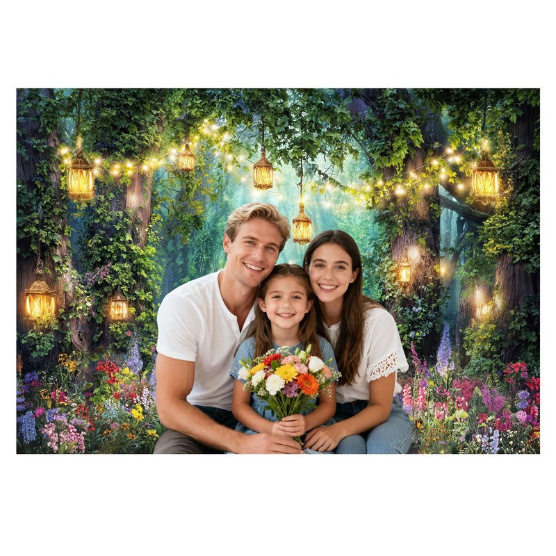 Enchanted Forest Backdrop, Fairy Tale Green Jungle Party Decorations Photography