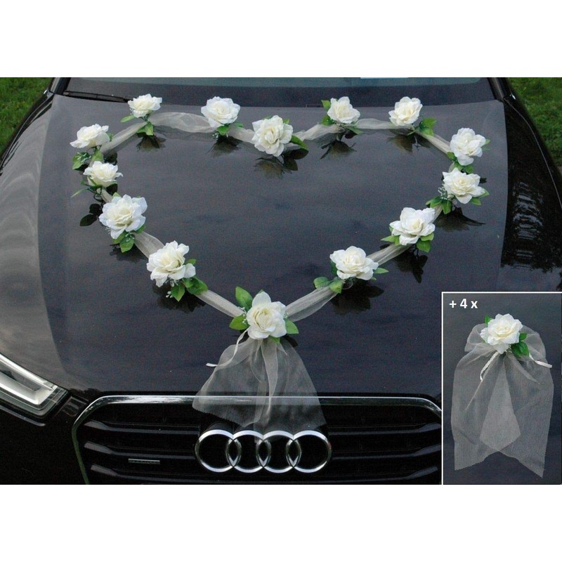 Organza Heart Car Decoration Wedding Car Decoration, Rose Decoration, Bride