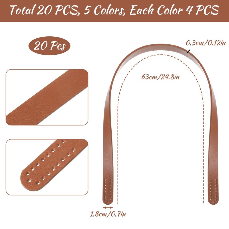 20 Pcs 24.8"L Leather Purse Handles, Premium Leather Purse Straps