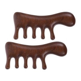 Mikinona 2Pcs Sandalwood Wide Tooth Hair Comb Natural Wooden Scalp Massage Detangler for Curly Hair No Static Durable Breakage Design Comfortable Grip for Stress Relief