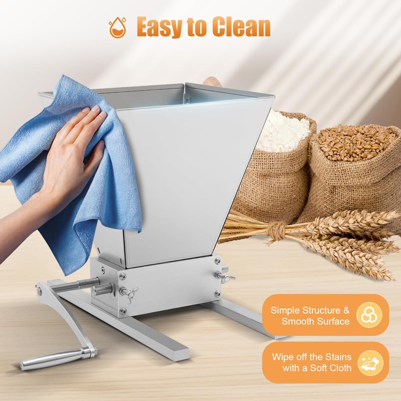 4 L Handcrank Mill Grinder 2 Roller Carbon Steel Grain