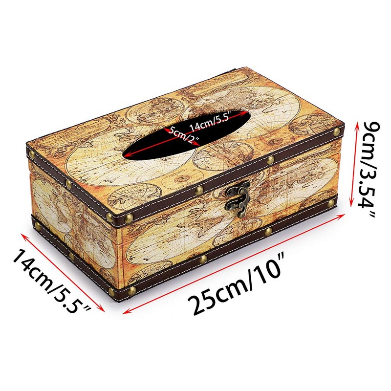 Sumnacon Retro Tissue Box Holder , Tissue Organizer Rectangular Wooden
