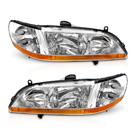 AXLAHA for 1998-2002 Honda Accord Headlights Assembly Compatible with 1998 1999 2000 2001 2002 Accord 2/4Dr Chrome Housing Amber Reflector Replacement Driver and Passenger Side
