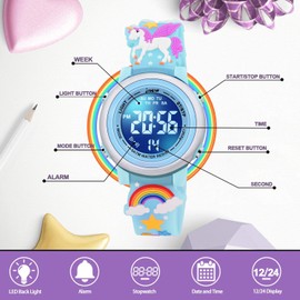 Dotodo Gifts for Kids Age 3-8, Unicorn Watches for Kids Girls 3-8 Xmas Toys for 4 5 6 7 Year Old Kids Idea Stacking Stuffers Visit Gifts for Toddlers Girls Learning Educational Toys - Blue