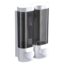 600ml Soap Dispenser Wall Mount, Manual Hand Shampoo Shower Gel Dispenser Lotion Container for Bathroom Kitchen, 2 Chamber(White)