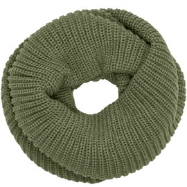 CASPAR Womens Elegant Simple Knitted Winter Loop Scarf PREMIUM QUALITY - SC404, Farbe:oliv grün;Mode Größe:One Size