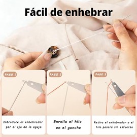 Toketa kit de costura de 37 piezas, juego de agujas de acero con ojo grande, porta-agujas e hilo, agujas inoxidable para costura manual, costureros para casa (incluye hilos para coser)