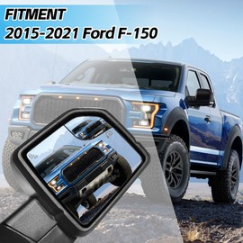 Right Passenger Side Door Mirror Fits 2015-2021 F150 Mirror with Blind Spot Glass Power Adjustable and Heated Glass LED Turn Signal Ligh, Puddle Lights, Width Light, Manual Folding (11Pins)