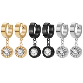 Cupimatch Earrings Necklace Set Men Women Stud Earrings Cross Pendant Dangle Hoop Earrings Ear Piercing Butterfly Feather Tree of Life Pendant Earrings Small Hoop Earring for Men Women, Stainless