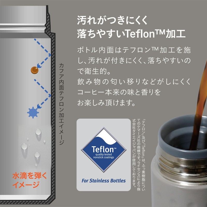 QAHWA (Qahwa) Dedicated Coffee Bottle 200ml, Grayish, Direct Drinking, Vacuum