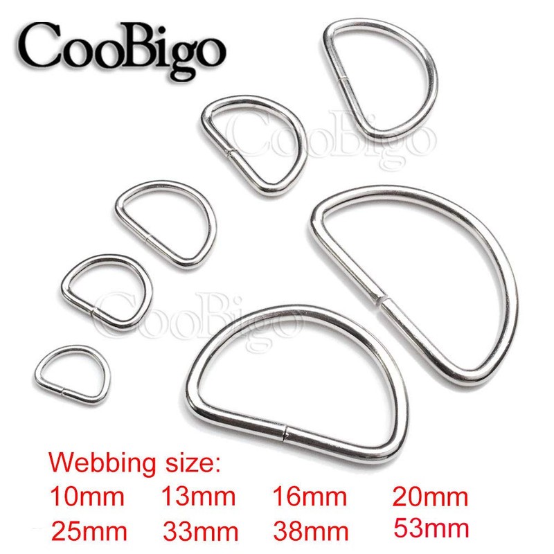 CooBigo 100 Pack 5/8" Dee Rings D-Ring Metal Buckle Strap