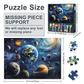 Jigsaw Puzzle 1000 Pieces for Adults - Planets in Outer Space Jigsaw Puzzles for Adults Coolest Adult Puzzles 1000 Pieces - Finished Puzzle Size is 27.5 x 19.7 Inch