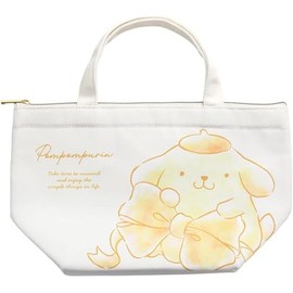 Tees Factory SR-5535762PU Sanrio Characters Insulated Canvas Lunch Bag, Watercolor Big Ribbon/Pom Pompudding, H7.9 x W 12.6 x D 5.1 inches (200 x 320 x 130 mm)