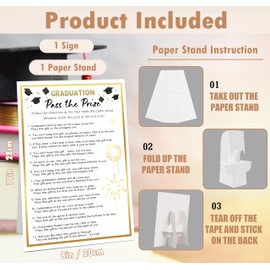 Pass The Prize- Graduation Party Games Sign 8x11 Inch, Class of 2025 Graduation Games Classroom Gift Exchange Activities, Grad Party Supplies Decorations for High Senior College School